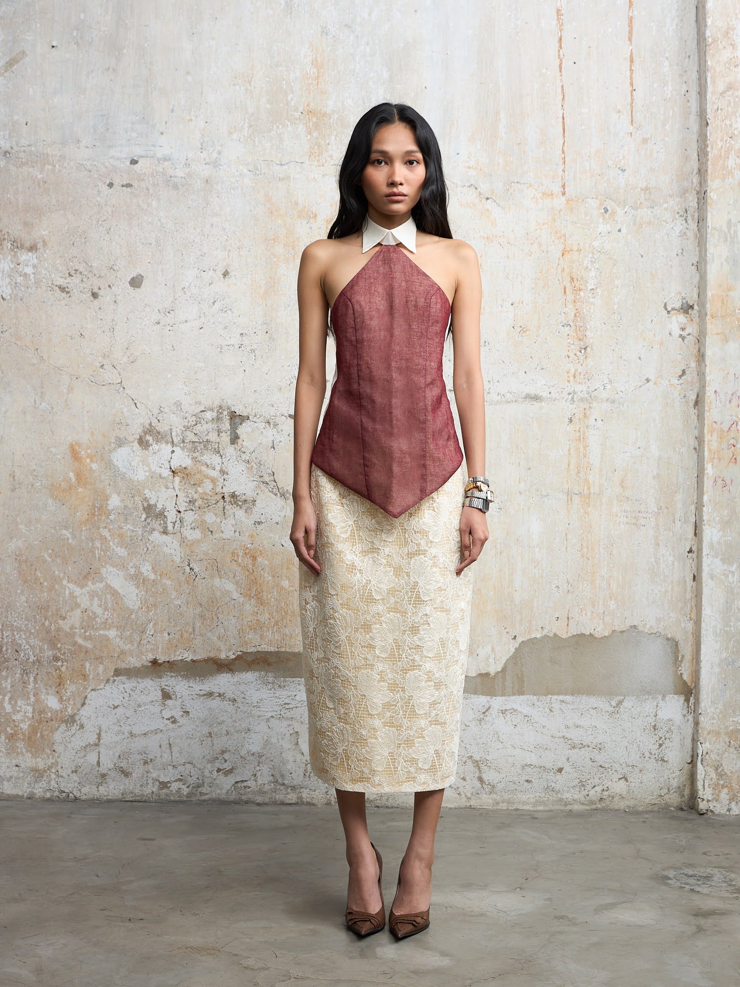 Chân Váy Ren Lá Sen