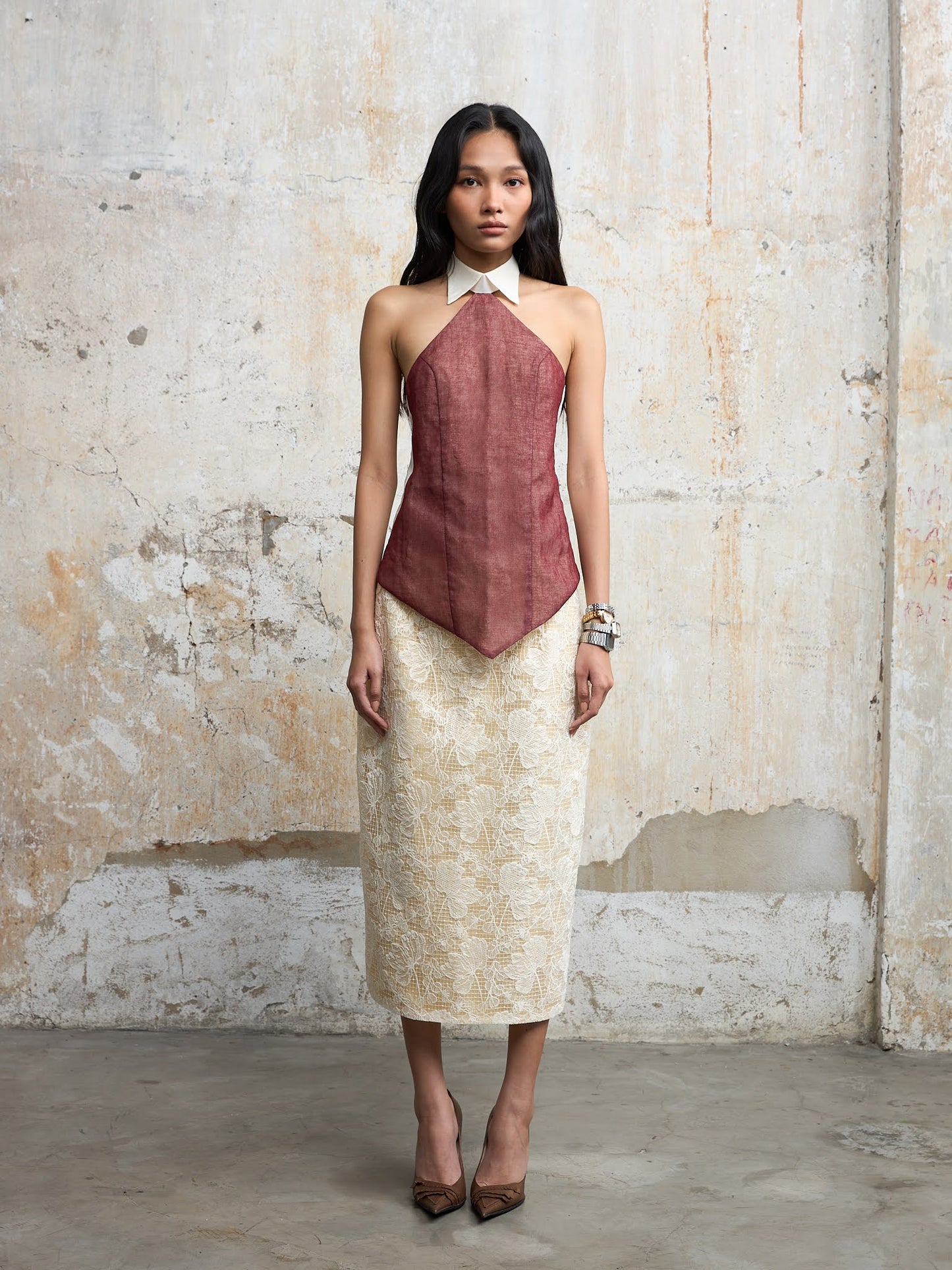 Chân Váy Ren Lá Sen