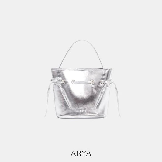 Silver Bow Sides Bucket Bag