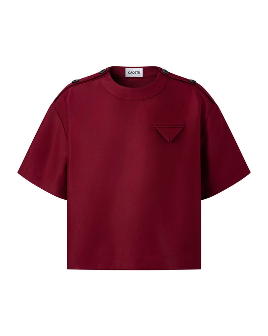 Red Shoulder Tab Shirt