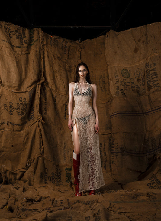 mother-halter-neck-sheer-lace-split-dress tatichu astoud