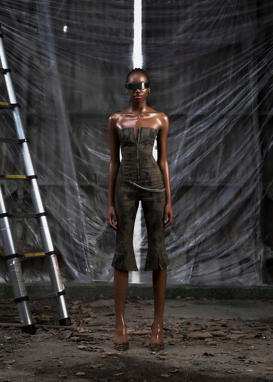 None Strapless Flared Jumpsuit Tatichu Astoud